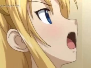 Fragile anime blonde tits licked and cunt pounded hard