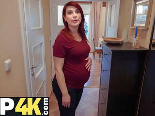 DEBT4k&period; Bank agent gives pregnant MILF delay in exchange for quick sex video
