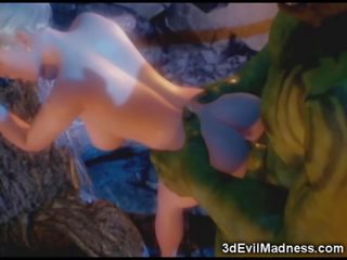 3D Elf Princess Ravaged by Orc - x rated clip at Ah-Me