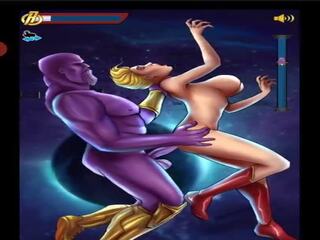Captain Marvel being fucked by Thanos.